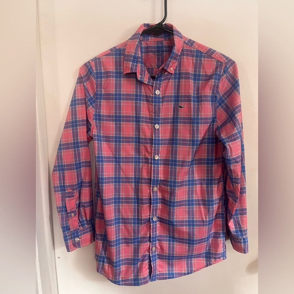 Vineyard Vines Pink & Blue Plaid Long-Sleeve Button-Down Shirt
